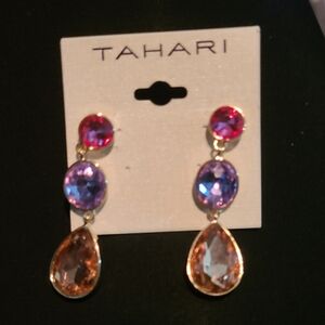 Tahari Pink, Purple, and Orange Stone Earrings